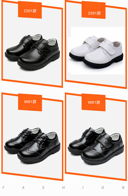 Skórzane buty chłopięce z prawdziwej skóry bydlęcej, czarne, podstawowe i gimnazjalistów - Wianko - 5