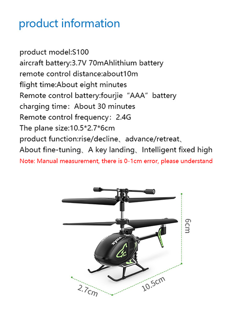 Nowy model 2021 SYMA S100 Mini RC Helikopter z inteligentnym trybem stałej wysokości dla dzieci - oryginalny - Wianko - 10