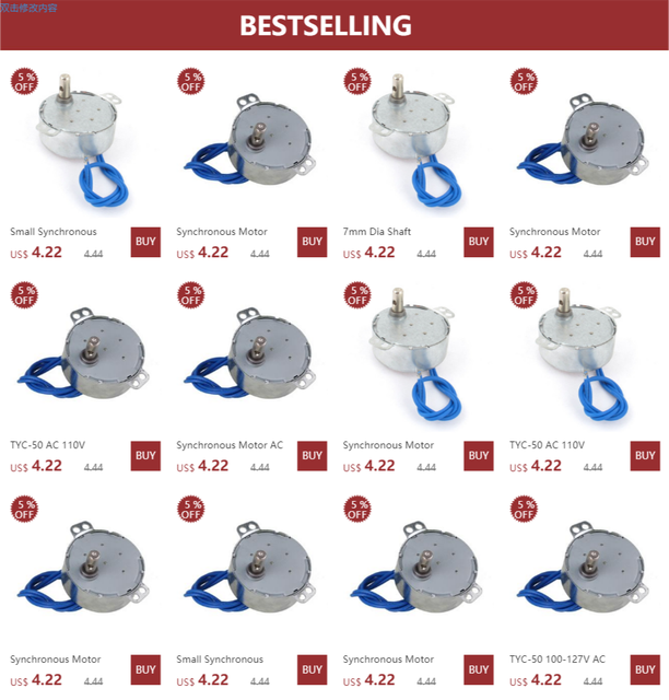 Silnik synchroniczny TYC-50 5x5x2cm AC 100-127V 4W 4-5rpm CW/CCW - Wianko - 17