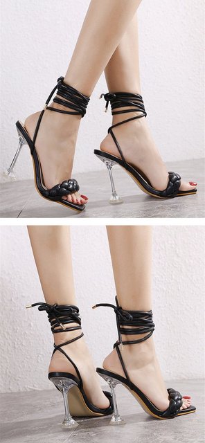 Damskie sandały na wysokim obcasie - moda letnia 2022 z przezroczystymi splotami i otwartym noskiem - Wianko - 15
