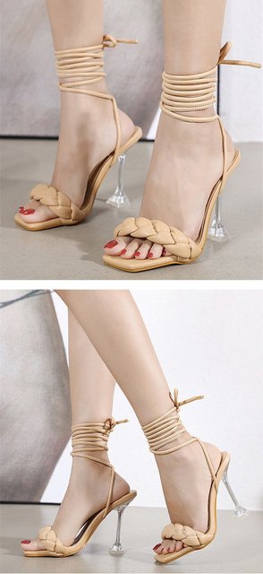 Damskie sandały na wysokim obcasie - moda letnia 2022 z przezroczystymi splotami i otwartym noskiem - Wianko - 17