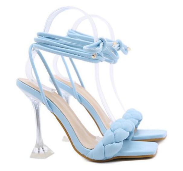 Damskie sandały na wysokim obcasie - moda letnia 2022 z przezroczystymi splotami i otwartym noskiem - Wianko - 12