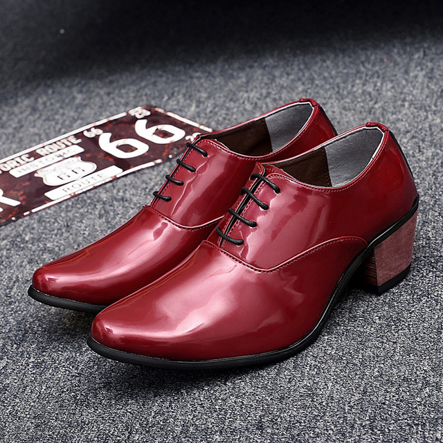 Męskie buty ze skóry lakierowanej, oxford, oddychające, z szpiczastym nosem i wysokimi obcasami, do formalnych i biznesowych okazji, idealne na studniówkę i ślub - 663 - Wianko - 69