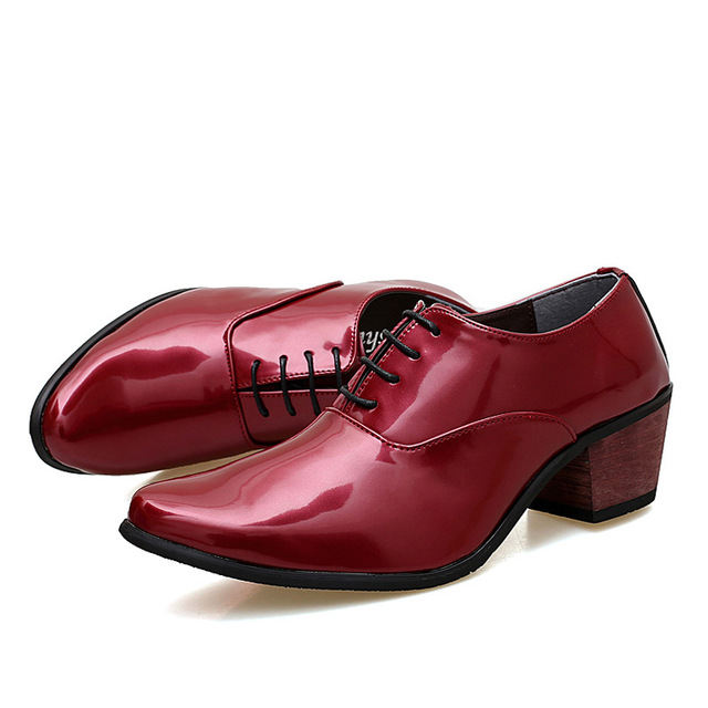 Męskie buty ze skóry lakierowanej, oxford, oddychające, z szpiczastym nosem i wysokimi obcasami, do formalnych i biznesowych okazji, idealne na studniówkę i ślub - 663 - Wianko - 60