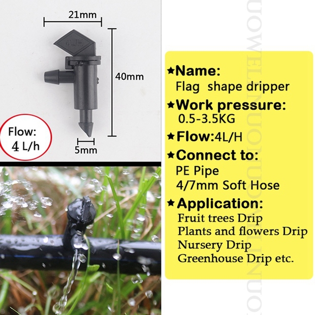 Podlewanie i opryskiwanie roślin w cieplarni - flaga kroplownik 4L/8L/16L, stały przepływ, akcesORIA - Wianko - 13