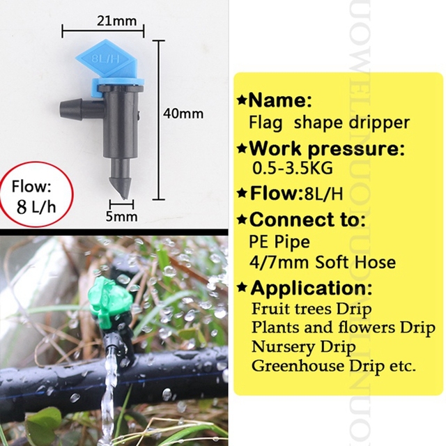Podlewanie i opryskiwanie roślin w cieplarni - flaga kroplownik 4L/8L/16L, stały przepływ, akcesORIA - Wianko - 11