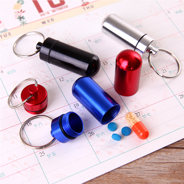 Pojemnik na leki na tabletki wodoodporny, przenośny, mini, z kluczykiem, ze stopu aluminium - Wianko - 1