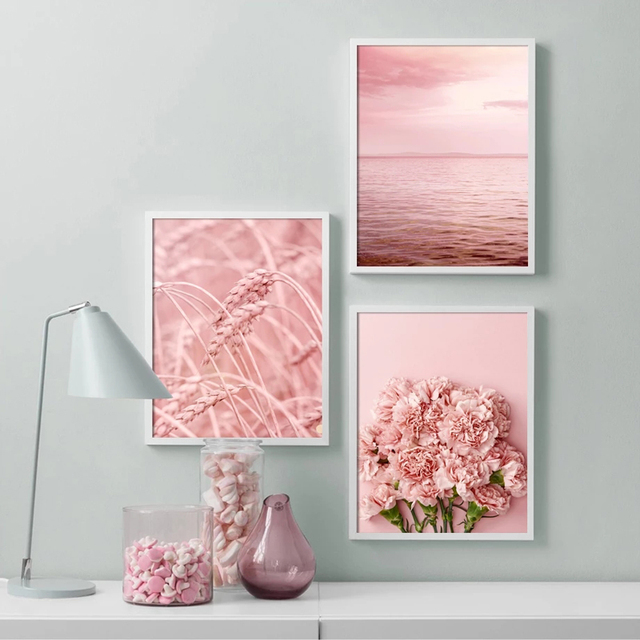 Obraz do salonu - Nordic plakaty i druki dekoracyjne: róża, kwiat flamingo, słodycze na płótnie - Wianko - 7