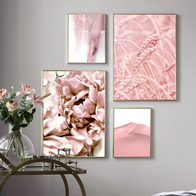 Obraz do salonu - Nordic plakaty i druki dekoracyjne: róża, kwiat flamingo, słodycze na płótnie - Wianko - 3
