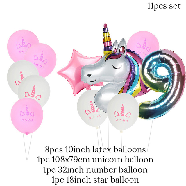 Dekoracje urodzinowe dla dziewczyny - różowy jednorożec, jednorazowe zastawy stołowe, zestaw numer balony, wystrój 1. Materiały urodzinowe - Wianko - 5