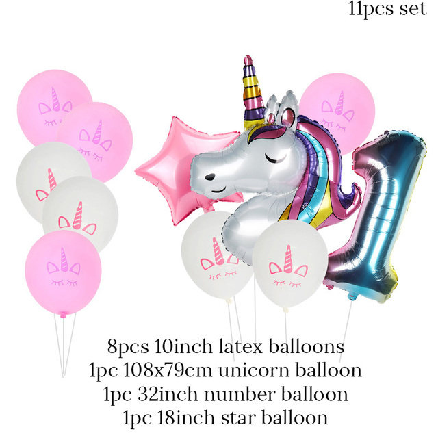 Dekoracje urodzinowe dla dziewczyny - różowy jednorożec, jednorazowe zastawy stołowe, zestaw numer balony, wystrój 1. Materiały urodzinowe - Wianko - 6
