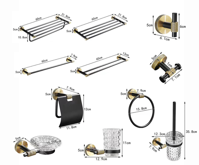 Nowe luksusowe zestawy łazienkowe czarno-złoty wieszak na ręczniki i mydelniczka ze stali nierdzewnej do montażu ściennego - Wianko - 1