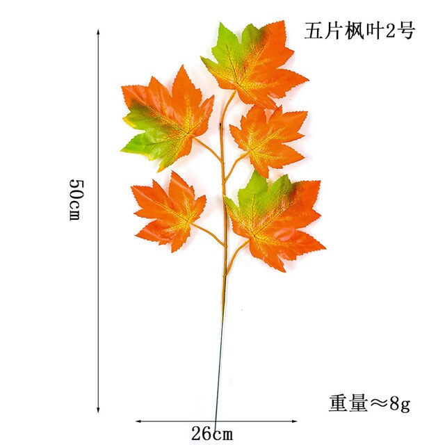 Sztuczne liście klonu - gałęzie, symulacja jesieni, dla domu, ślub, dzień dziękczynienia, Halloween - Wianko - 4