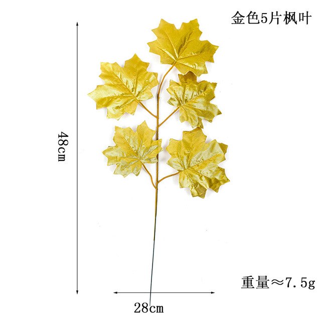 Sztuczne liście klonu - gałęzie, symulacja jesieni, dla domu, ślub, dzień dziękczynienia, Halloween - Wianko - 6