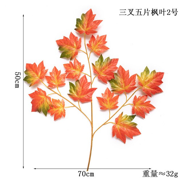 Sztuczne liście klonu - gałęzie, symulacja jesieni, dla domu, ślub, dzień dziękczynienia, Halloween - Wianko - 5