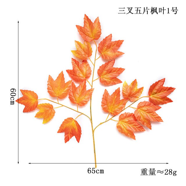 Sztuczne liście klonu - gałęzie, symulacja jesieni, dla domu, ślub, dzień dziękczynienia, Halloween - Wianko - 3