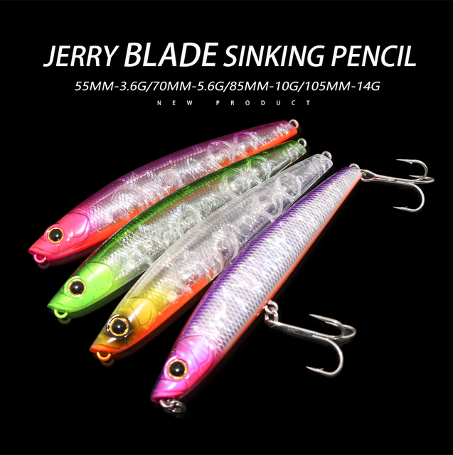 Jerry Blade - lekki tonący ołówek przynęty do Rock Fishingu 55s 70s 85s 105s - zestaw przynęt na pstrągi i basy z długimi haczykami dla dalekiego rzucania - Wianko - 6