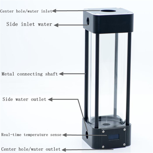Chłodnica wodna Metal BL-WDX z czarnym srebrnym kwadratowym korpusowym wentylatorem i szklanym zbiornikiem wody 2020 z dotykowym ekranem LCD do monitorowania temperatury - Wianko - 10