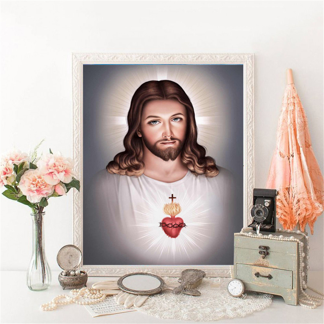 Zestaw do malowania diamentami religijne motywy: 5D DIY haft krzyżykowy Jezus, mozaika dżetów, handmade - prezent! - Wianko - 4