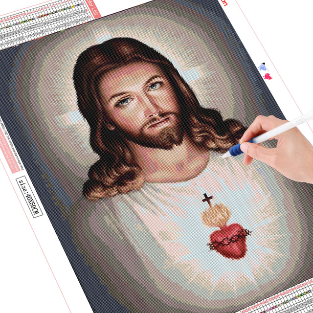 Zestaw do malowania diamentami religijne motywy: 5D DIY haft krzyżykowy Jezus, mozaika dżetów, handmade - prezent! - Wianko - 2