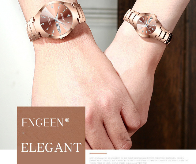 Zegarek marki FNGEEN 2021, luksusowy, stalowy, moda dla par, prezent, Relogio Feminino - Wianko - 3