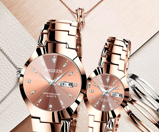 Zegarek marki FNGEEN 2021, luksusowy, stalowy, moda dla par, prezent, Relogio Feminino - Wianko - 1