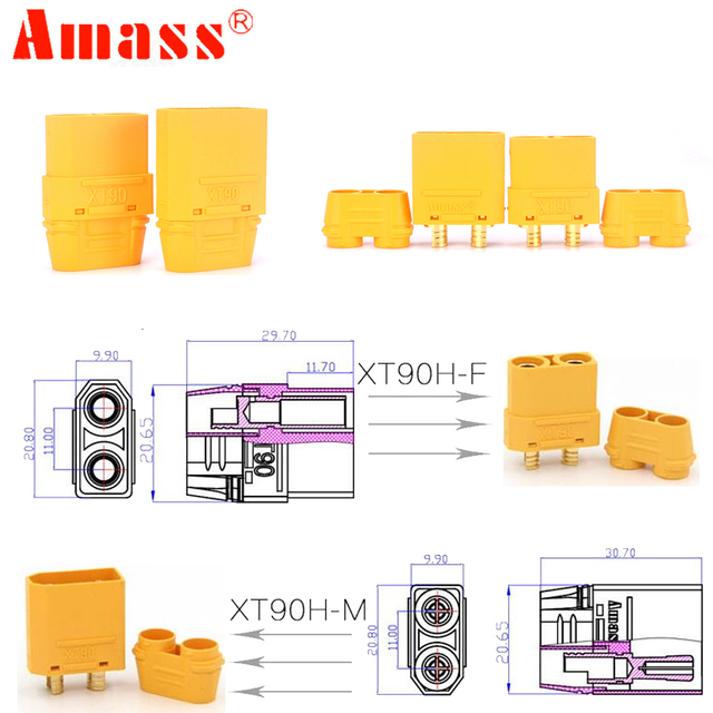 Amass XT90 męski żeński wtyk baterii 4.5mm pozłacany bananowy - RC Lipo samochód samolot Drone zabawkowa ciężarówka - Wianko - 29