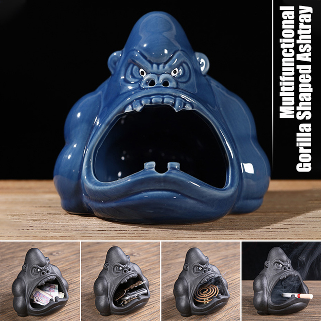 Gorilla popielniczka z motywem zwierzęcym - Orangutan, ceramiczna, dużej pojemności, do samochodu, salonu, biura, rzemiosło - Wianko - 18