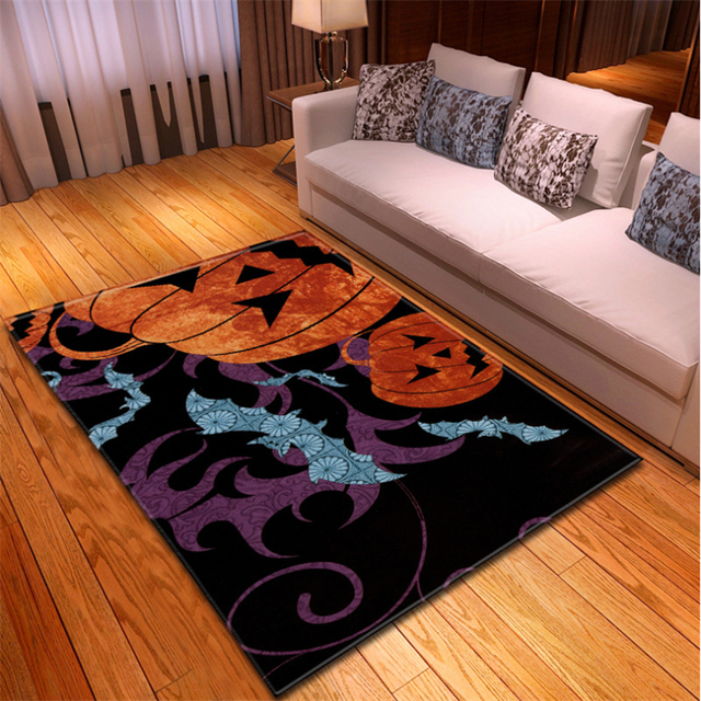 Dywan dla domu, salonu, sypialni - wzór dyni, horror, miękka flanela, idealna dekoracja na Halloween - Wianko - 19