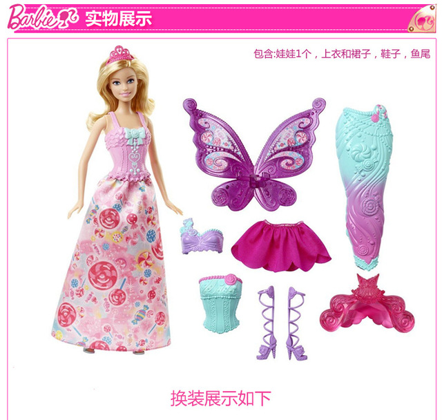 Barbie Przyjazne Wróżki Syrenki Dreamtopia - Metalowe Boże Narodzenie z 3 Bajkowymi Strojami - Akcesoria ubioru, ruchoma syrenka - DHC39 - Wianko - 5