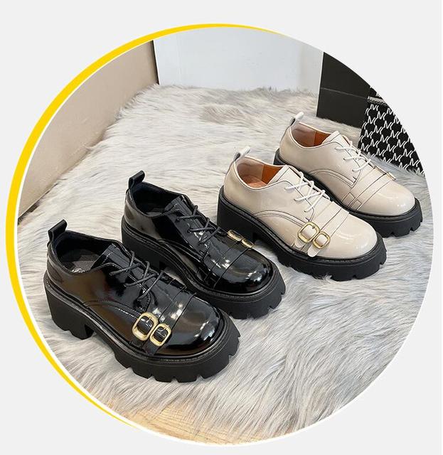 Kobiety: Brytyjskie małe skórzane buty JK na jesień/zimę 2021 - mokasyny na platformie, styl szkolny, rozmiar 33 - Wianko - 5