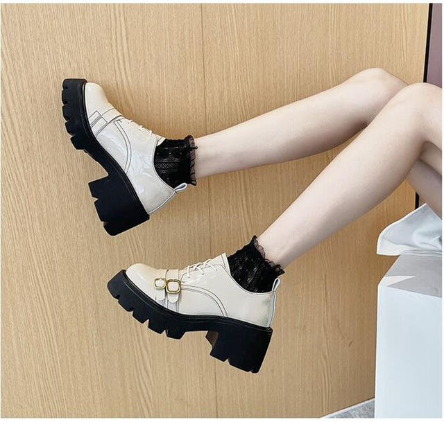 Kobiety: Brytyjskie małe skórzane buty JK na jesień/zimę 2021 - mokasyny na platformie, styl szkolny, rozmiar 33 - Wianko - 13