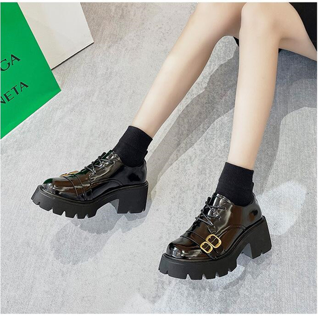 Kobiety: Brytyjskie małe skórzane buty JK na jesień/zimę 2021 - mokasyny na platformie, styl szkolny, rozmiar 33 - Wianko - 11