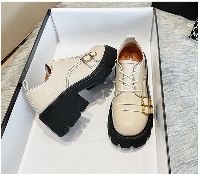 Kobiety: Brytyjskie małe skórzane buty JK na jesień/zimę 2021 - mokasyny na platformie, styl szkolny, rozmiar 33 - Wianko - 18