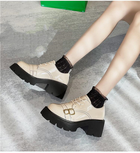 Kobiety: Brytyjskie małe skórzane buty JK na jesień/zimę 2021 - mokasyny na platformie, styl szkolny, rozmiar 33 - Wianko - 3