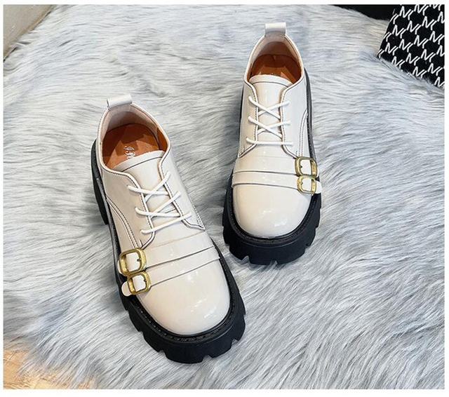 Kobiety: Brytyjskie małe skórzane buty JK na jesień/zimę 2021 - mokasyny na platformie, styl szkolny, rozmiar 33 - Wianko - 17