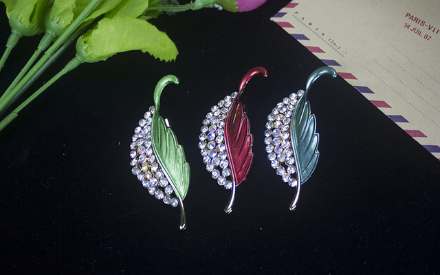 Broszka pół liści z imitacji diamentu - pinowa ozdoba na garnitur, odzież, szalik dla kobiet, biżuteria - Wianko - 8