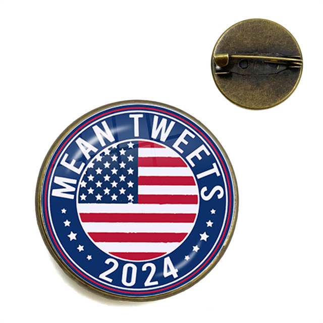 Broszka Cabochon Keep America Great 2024 - kolekcja USA Trump, antyczne wykończenie, brąz, unisex - Wianko - 11