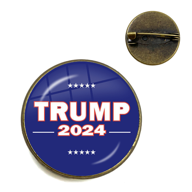 Broszka Cabochon Keep America Great 2024 - kolekcja USA Trump, antyczne wykończenie, brąz, unisex - Wianko - 5