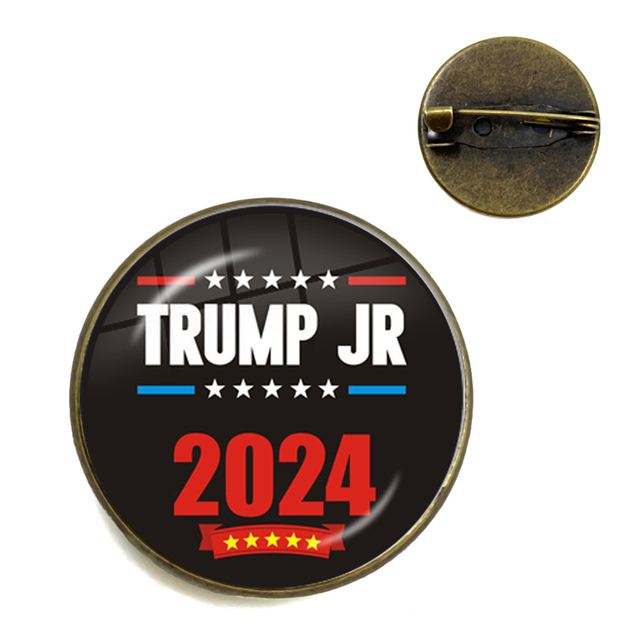 Broszka Cabochon Keep America Great 2024 - kolekcja USA Trump, antyczne wykończenie, brąz, unisex - Wianko - 15