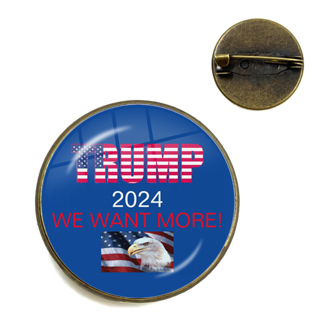 Broszka Cabochon Keep America Great 2024 - kolekcja USA Trump, antyczne wykończenie, brąz, unisex - Wianko - 8