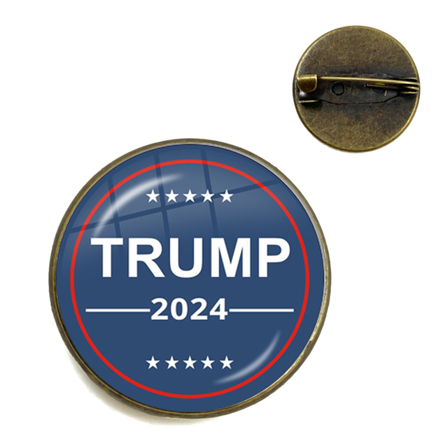 Broszka Cabochon Keep America Great 2024 - kolekcja USA Trump, antyczne wykończenie, brąz, unisex - Wianko - 16