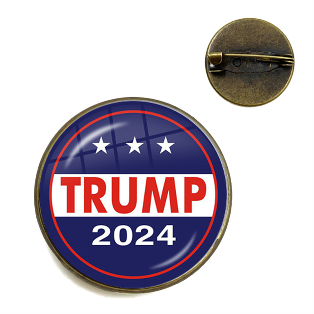 Broszka Cabochon Keep America Great 2024 - kolekcja USA Trump, antyczne wykończenie, brąz, unisex - Wianko - 14