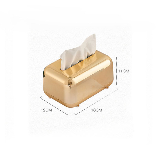 Złote luksusowe pudełko na chusteczki w stylu nordyckim - dekoracja domowa - Wianko - 1