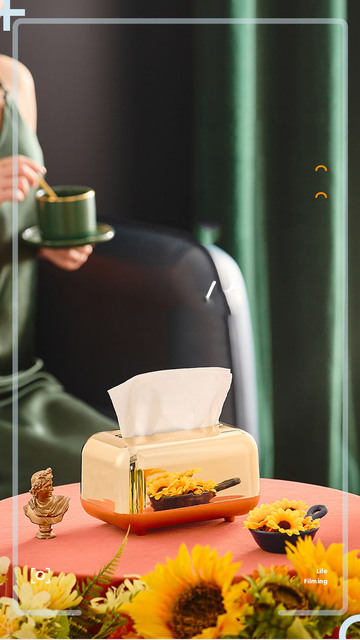 Złote luksusowe pudełko na chusteczki w stylu nordyckim - dekoracja domowa - Wianko - 2
