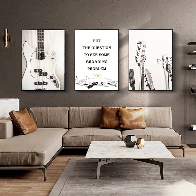 Plakat Nordic z minimalistyczną cytatem gitara na płótnie do dekoracji ścian - idealny wystrój salonu i sypialni - Wianko - 1