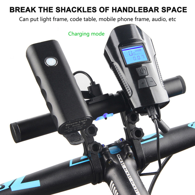 Wydłużenie kierownicy rowerowej z USB do ładowania, lampa rowerowa, uchwyt na latarkę, zacisk przedłużający, podstawka pod rower, akcesoria do stojaków - Wianko - 8