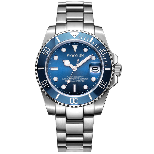 Męskie zegarki mechaniczne z luksusowym niebieskim pokrętłem i stalowym paskiem - Wianko - 9
