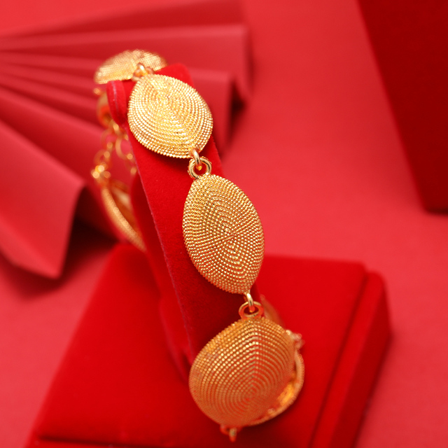 Zestaw biżuterii - naszyjnik, wisiorek, kolczyki wykonane z 24K złotego koloru z Dubaju dla kobiet z Afryki i Indii na wesele i zaręczyny - Wianko - 2