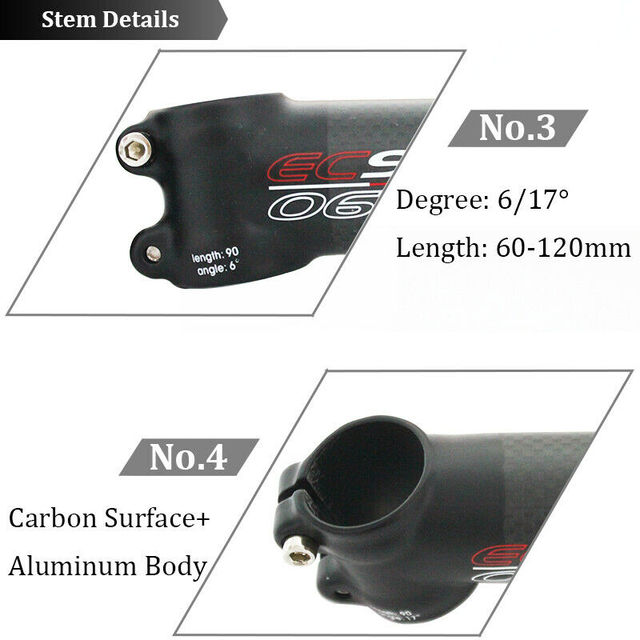 Mostek węglowy EC90 Ultralight 60MM-120MM o kącie nachylenia 6/17 stopni dla kierownicy 31.8mm - akcesoria do jazdy szosowej i MTB - Wianko - 5